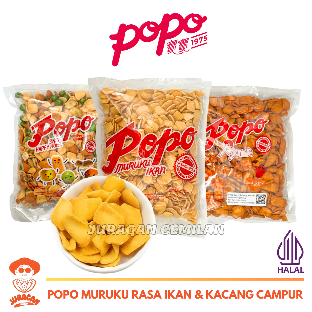 

Popo Muruku Snack Ikan Malaysia Varian Sweet Spicy & Happy Hour/Campur kacang Halal 400g