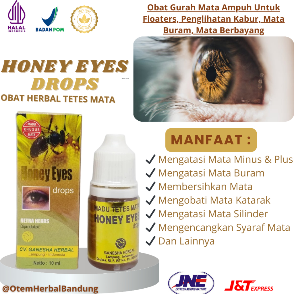 Madu Tetes Mata Herbal Honey Eyes Obat Gurah Mata Ampuh Untuk Floaters, Penglihatan Kabur, Mata Bura