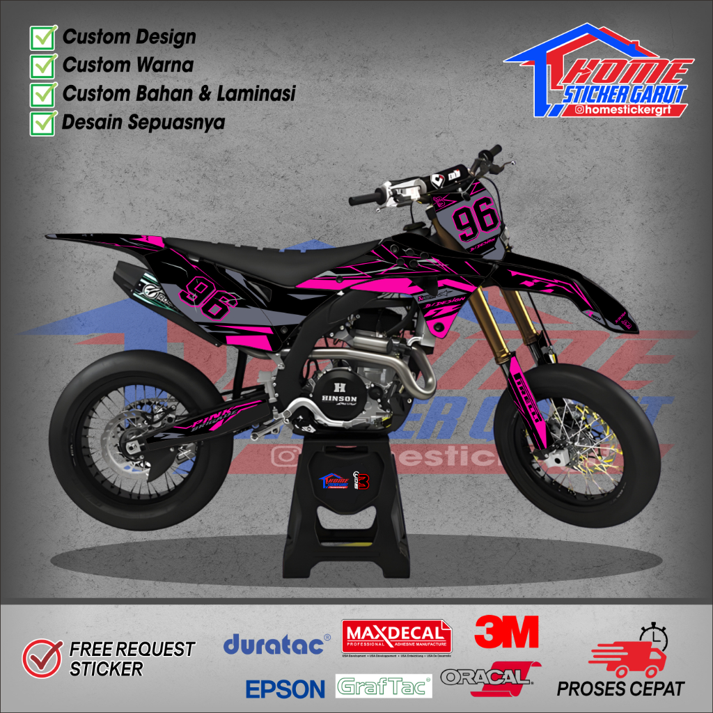 Decal GORDON KLX 150 L Kawasaki Bahan Tebal Premium BSIGN PINK TEBAL