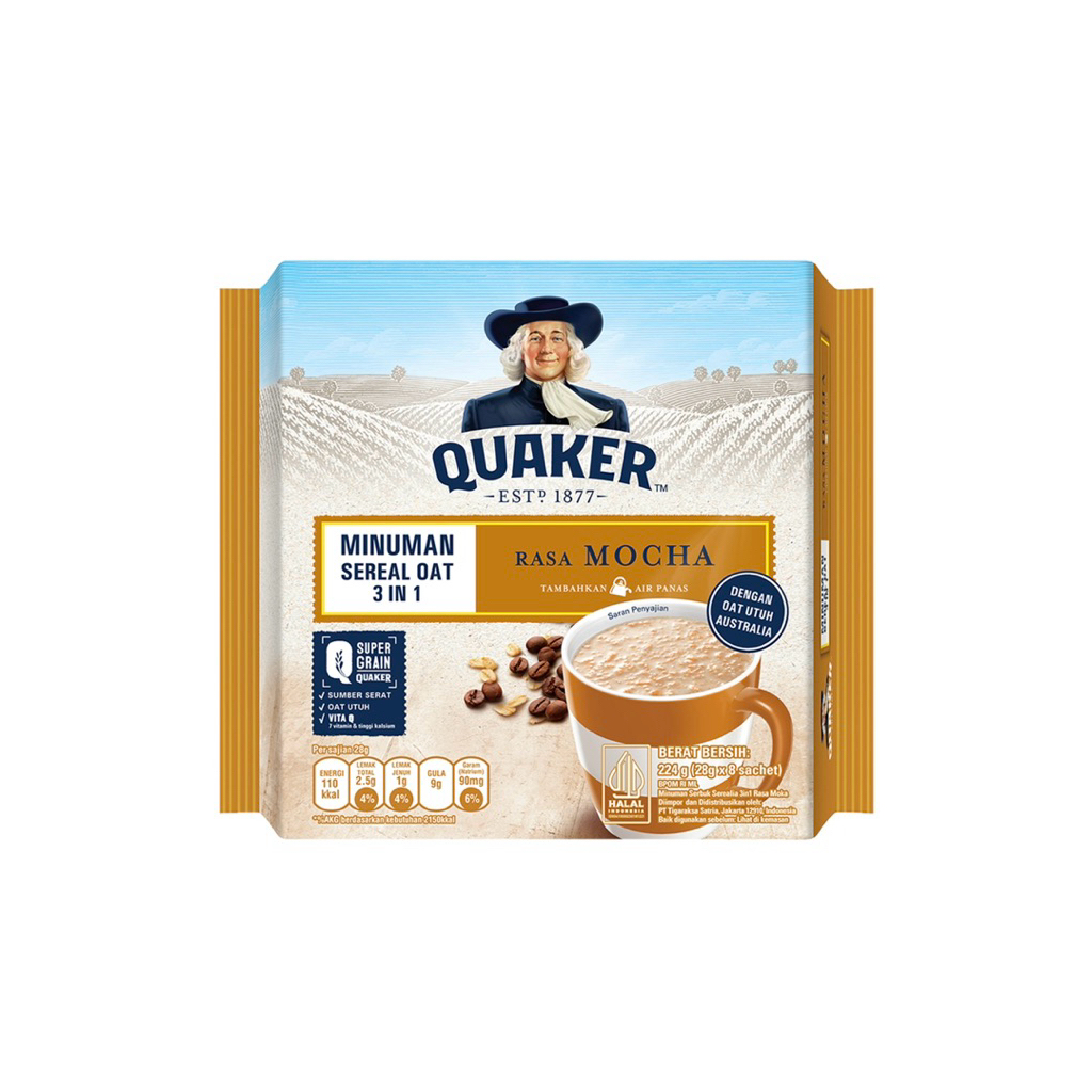 

Quaker Oats 3 in 1 Minuman Sereal Rasa Mocha Bag 8x28 gr