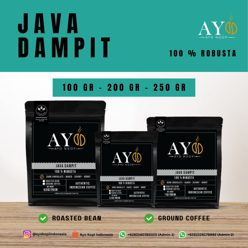 

AYOKOPI Robusta Grade 1 Java Dampit – Kopi Bubuk / Biji Untuk Tubruk, Manual Brew & Kopi Pahit