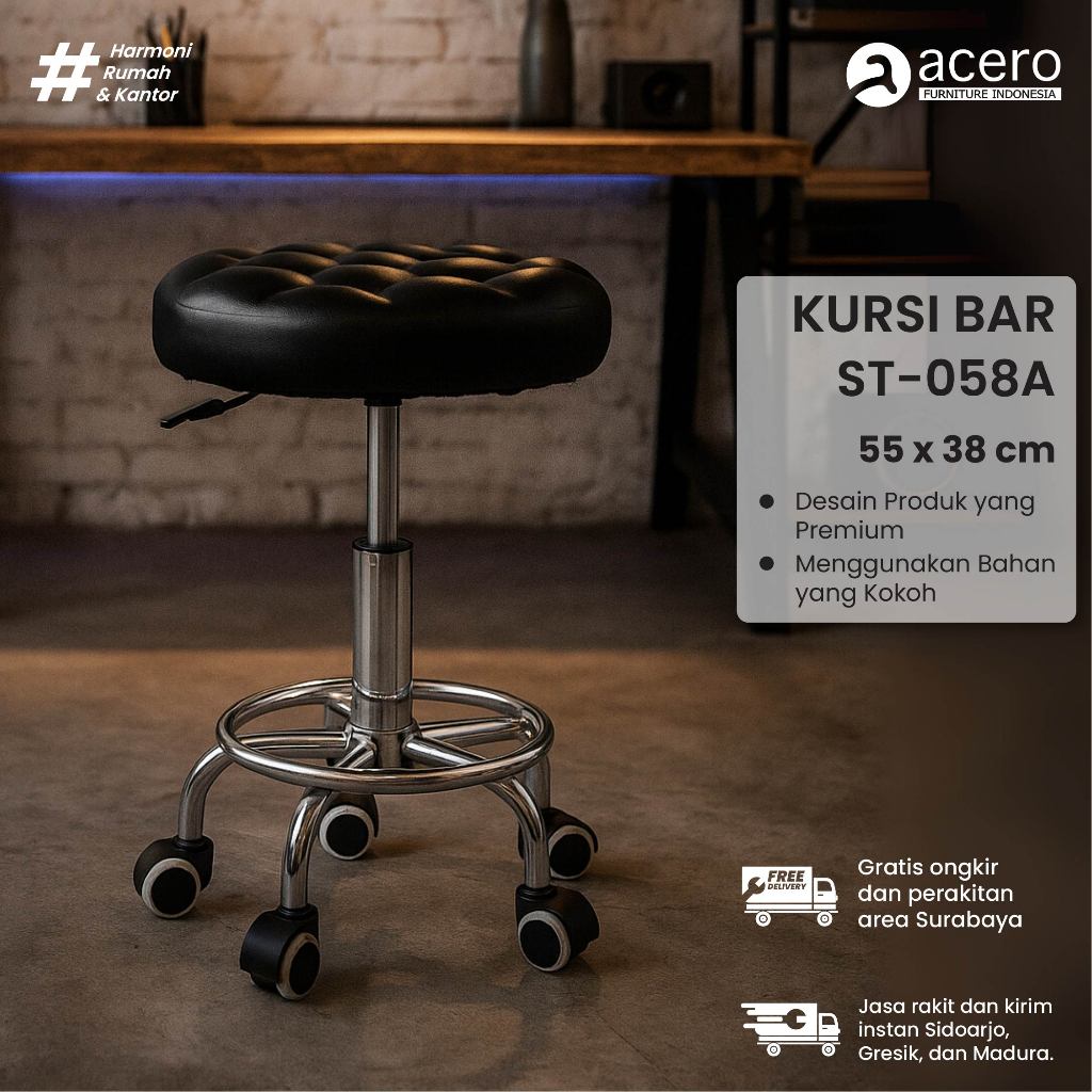 Acero Furniture ST-058A Series | Kursi Stool Bulat Design Modern & Ergonomis | Kursi Stool | Kursi M