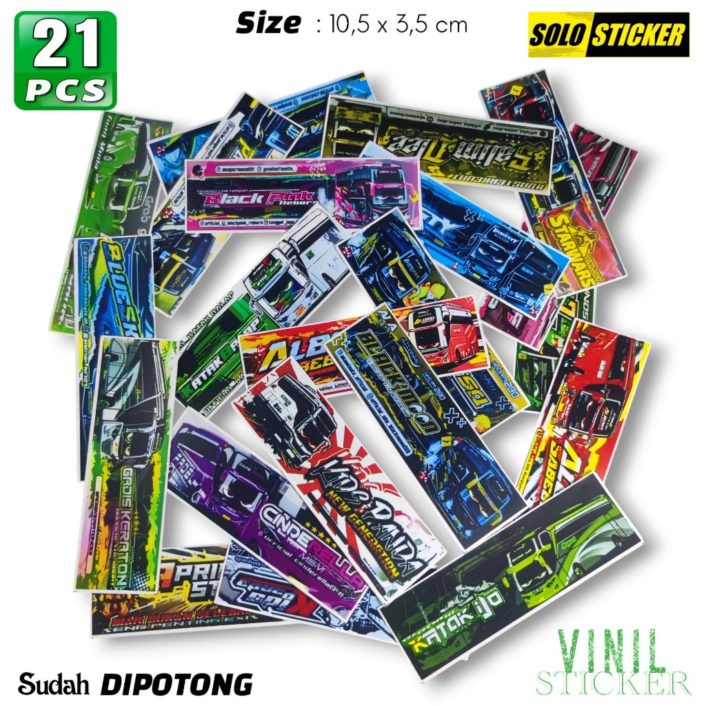 

Stiker Bus Panjang Vinil Isi 21 pcs Waterproof Sticker Laptop Paper Stationery Tumbler HP Diary