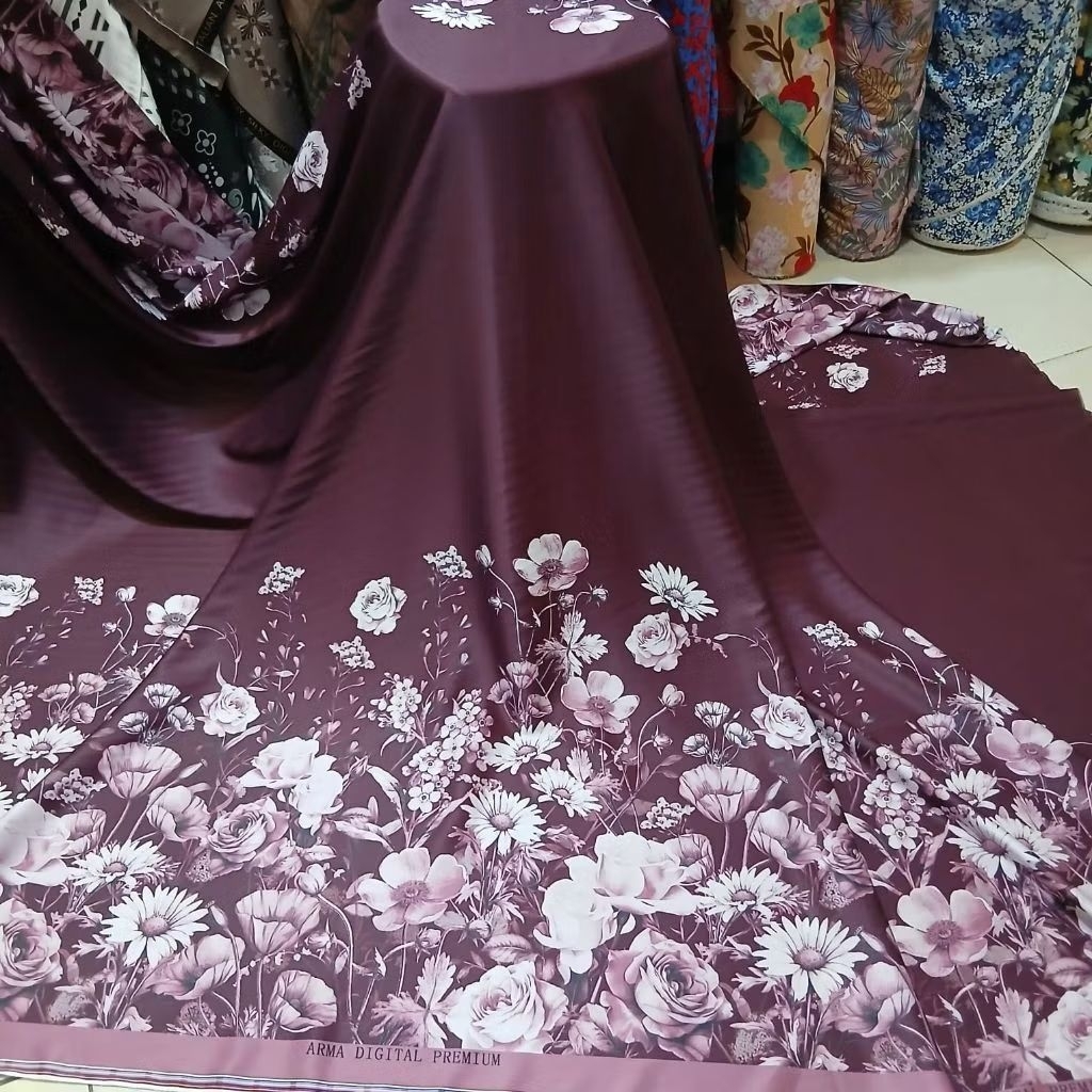Bahan kain Armani silk printing digital halus premium kain Armani silk import