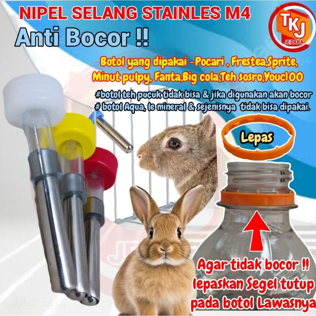 nipel kelinci selang stainless M4 nipel kelinci nipel kucing nipel musang nipel hamster termurah