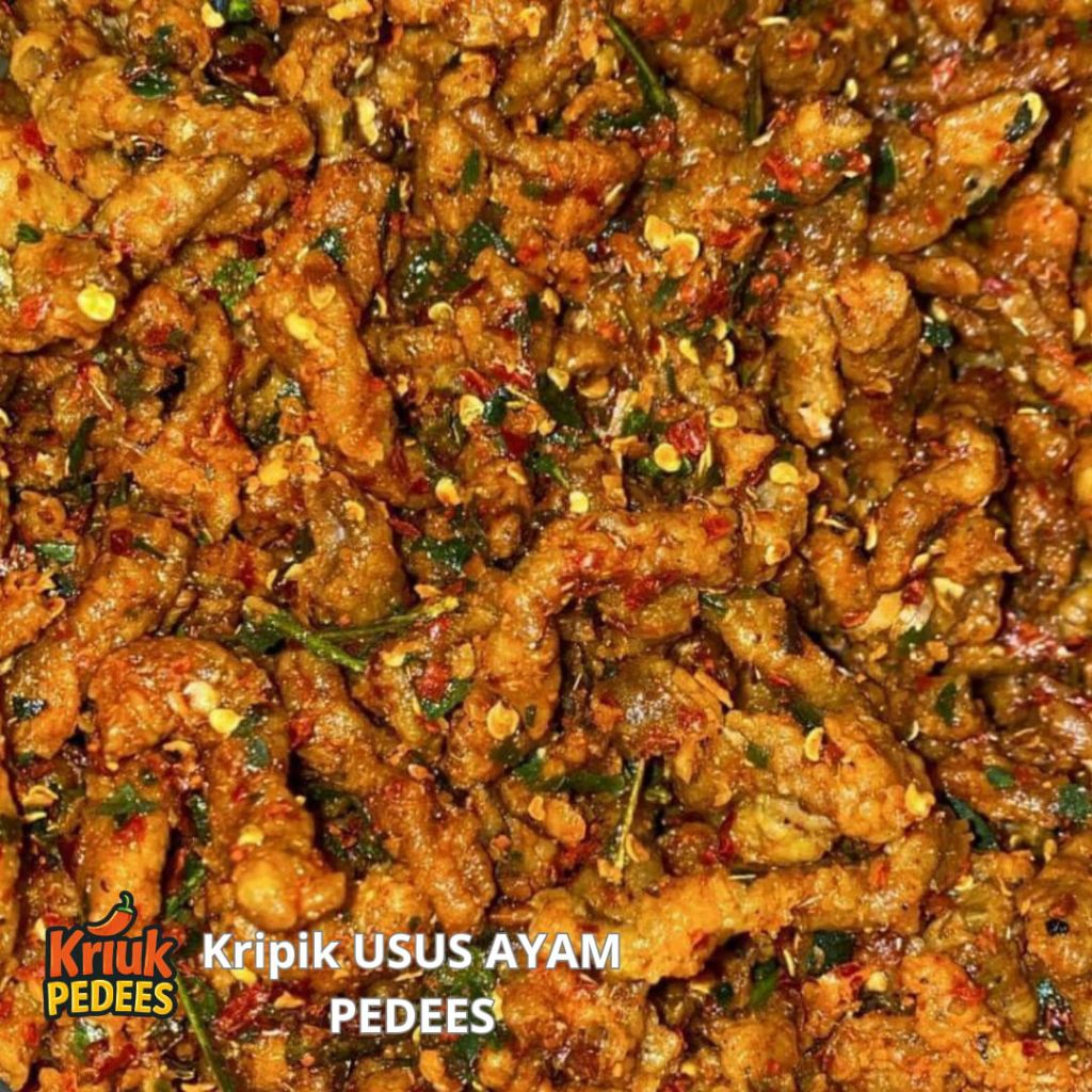 

(KRIUK PEDEES) Kripik Usus Ayam Pedas 500gr Viral Kekinian - Camilan Pedas Gurih, Renyah Maksimal!