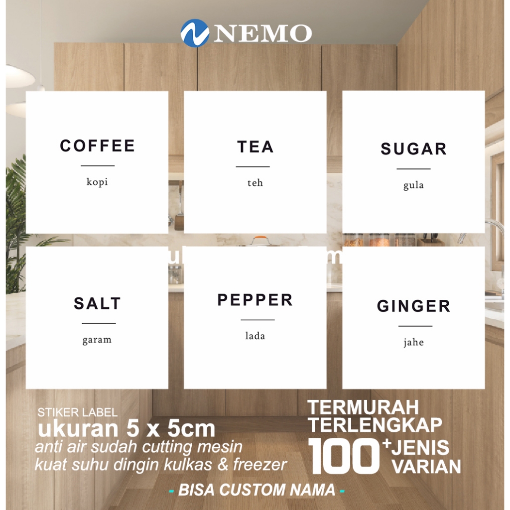 

Stiker Label Pantry Tahan Air& Minyak - Stiker Minimalis untuk Wadah Makanan, Baking, Bumbu Dapur RG