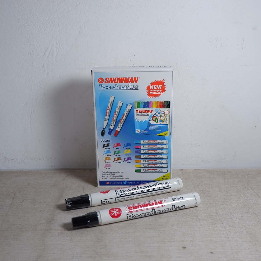 

[12 Pcs] Paket Hemat Grosir Spidol Papan Tulis Snowman White Boardmarker Murah 1 Kotak Isi 12 Pcs