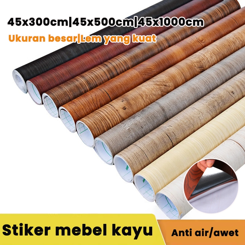 【Barang spot】stiker kayu wallpaper motif kayu stiker meja kayu stiker lemari kayu stiker serat kayu 