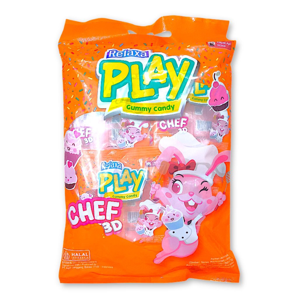 

RELAXA PLAY CHEF 3D [1 ZAK Isi 10 Bungkus x 12g] - Gummy Candy Permen Jelly Kenyal Rasa Buah Unik - Beli Banyak = Makin Murah!!!