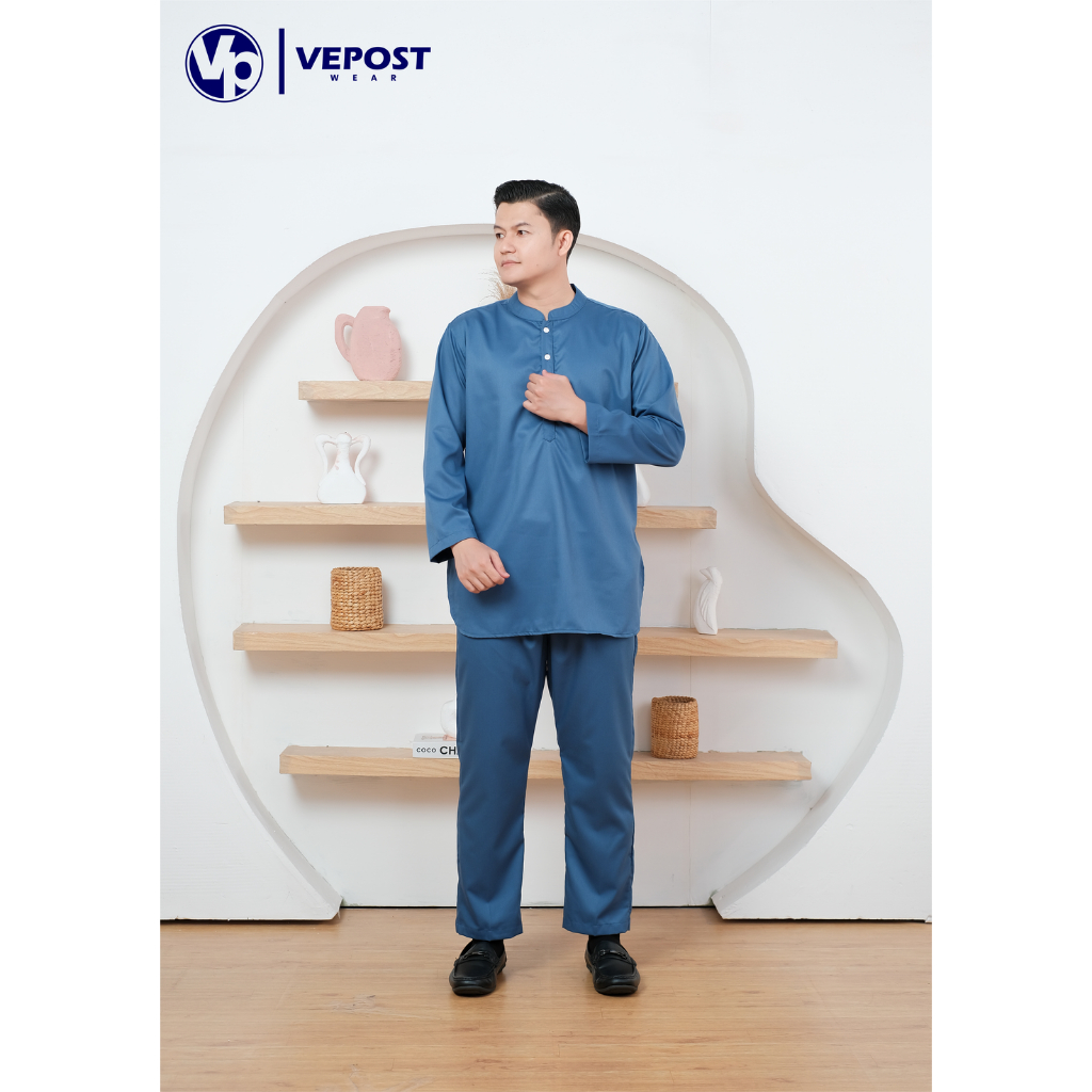 Vepost.co - Baju Koko Stelan Lengan Panjang Pria Koko Satu Set Pria Kurta Pakistan Pakaian Muslim Pr