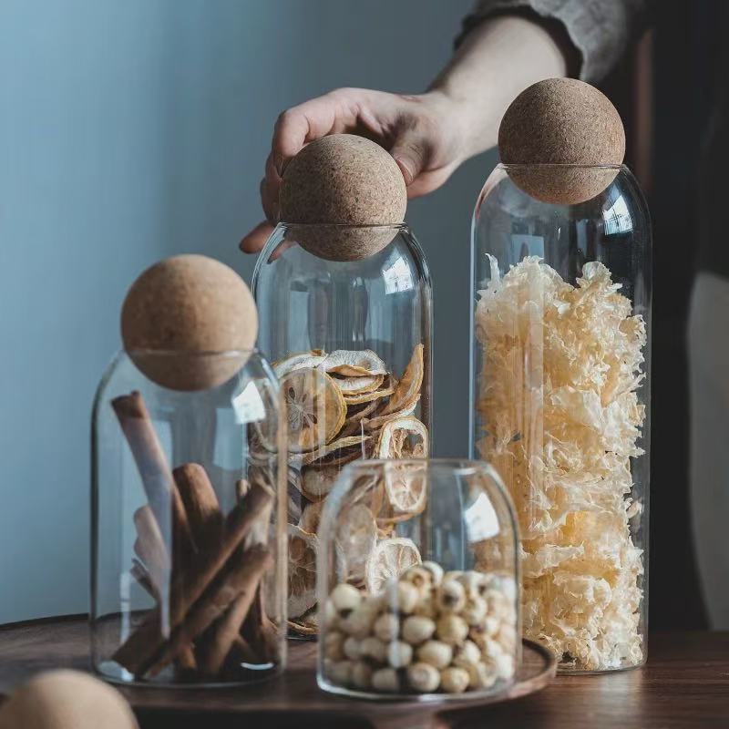 Toples Kaca Unik Tutup Kayu Wadah Susun / Toples Aesthetic Penyimpanan Makanan Kaca Borosilikat Beni