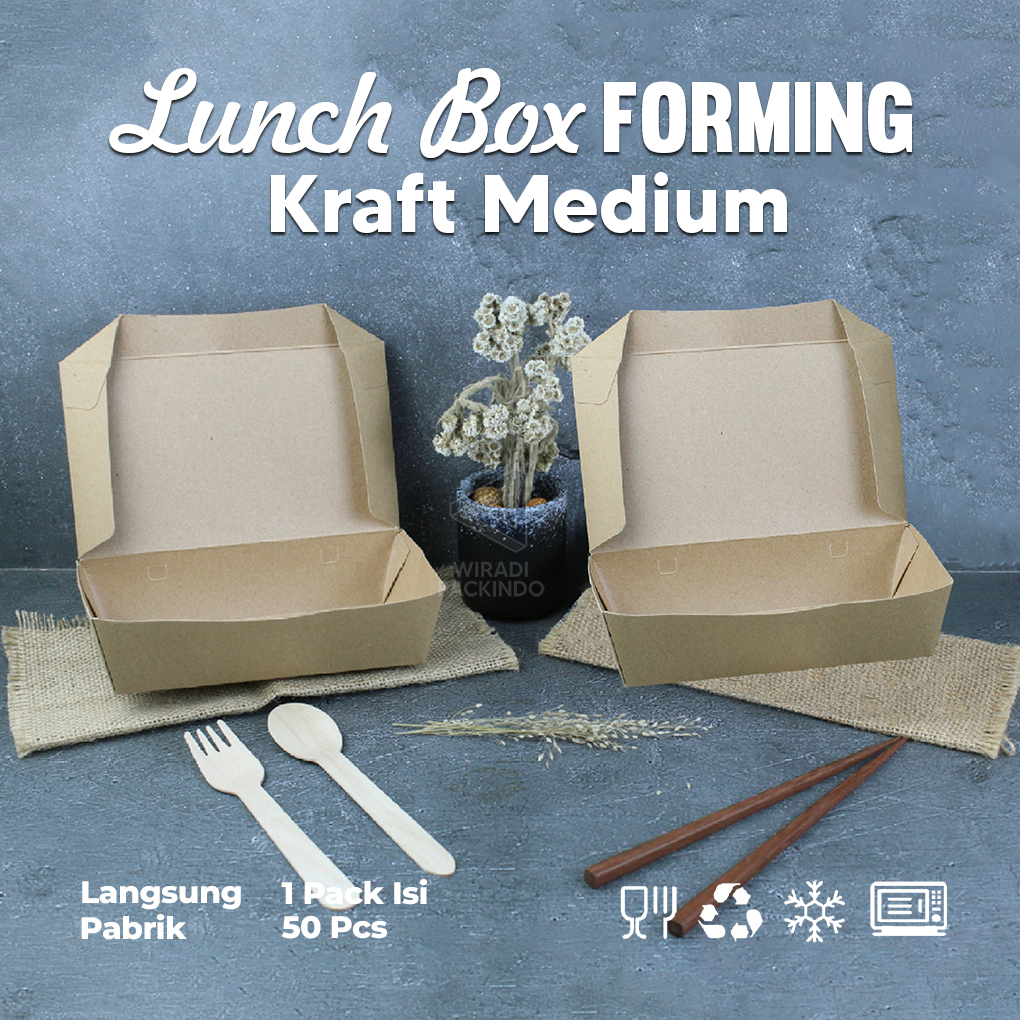 LUNCH BOX PAPER UKURAN M TINGGAL PAKAI / KOTAK MAKAN / DUS NASI / KOTAK BUNGKUS NASI / KOTAK TAKEAWA