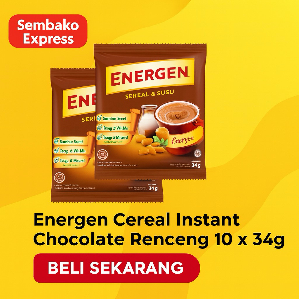 

Energen Cokelat Rcg isi 10 Sachet – Sarapan Praktis Bergizi dengan Sereal, Susu, & Telur