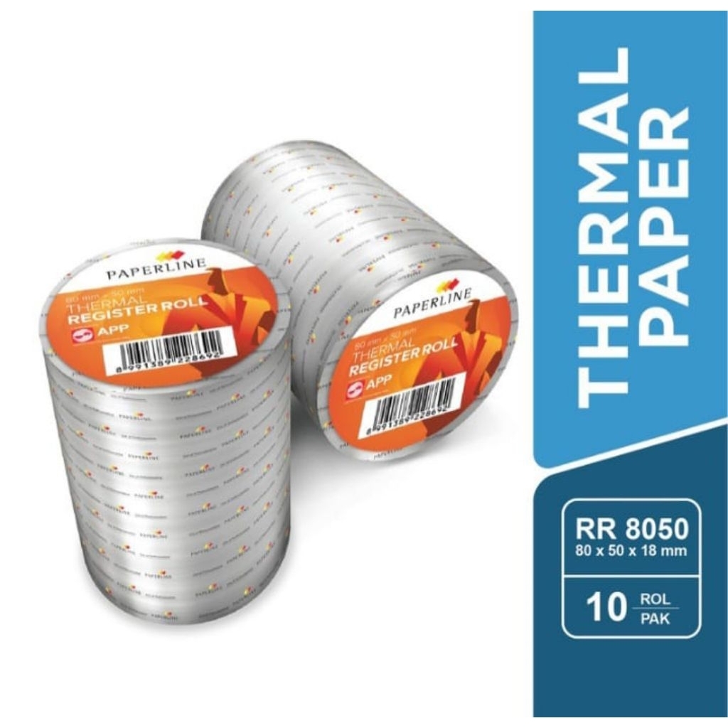 

Thermal Register Roll Paperline Kertas Roll Kasir ukuran 80 x 50 mm / 80 x 80 mm - Karton isi 240 Rolls.