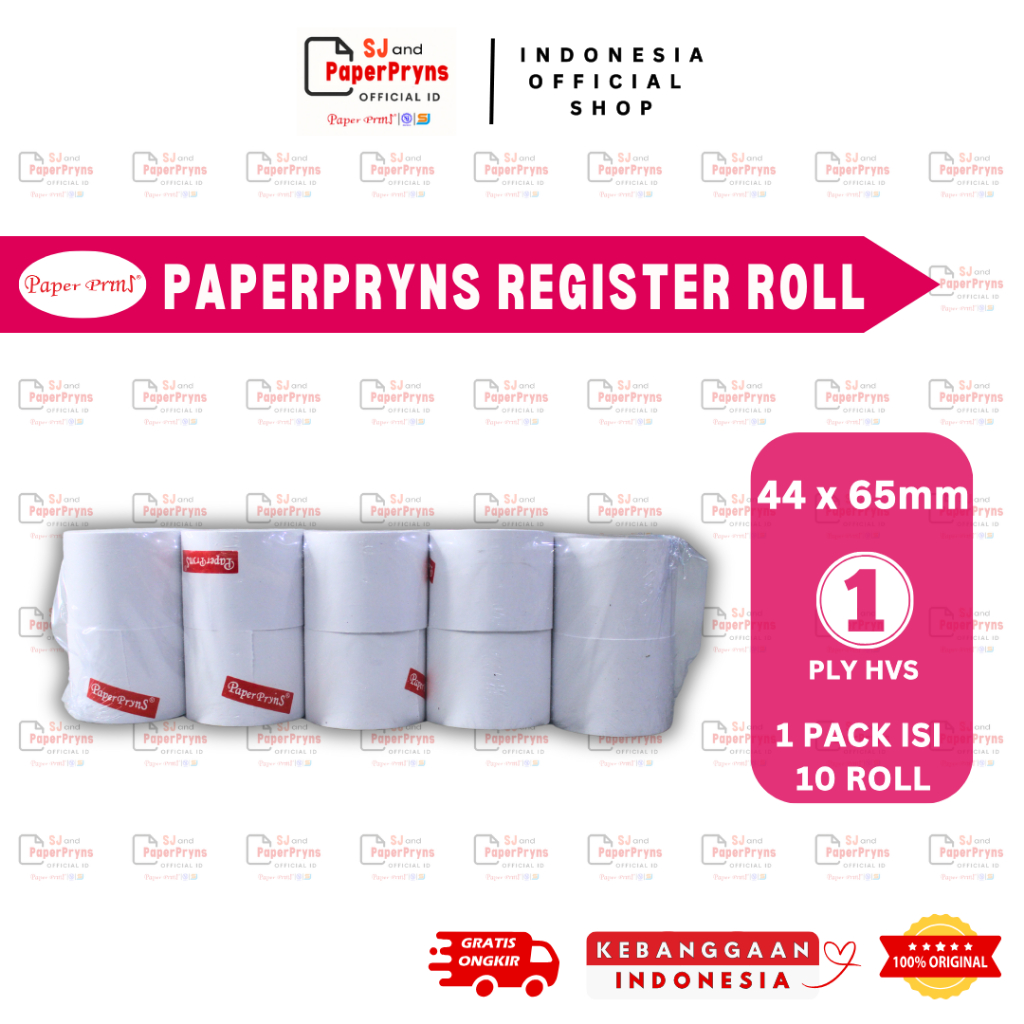 

(PACK) PAPERPRYNS Kertas Telstrook Register Roll 44 x 65mm – 1 PLY HVS