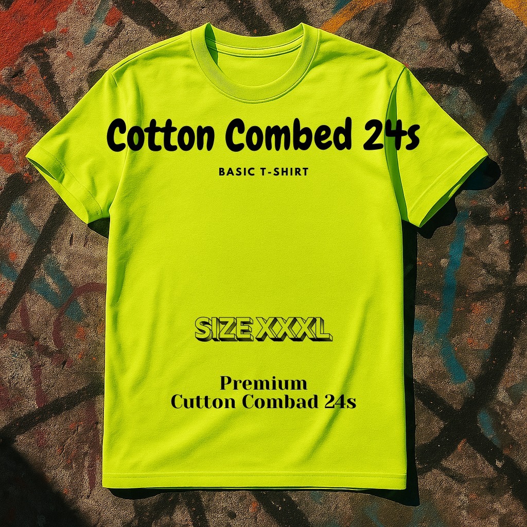 [READY] Kaos Kuning Lemon Polos [BIG SIZE] size XXXL || Cotton Combed 24s Premium || Lengan Pendek P