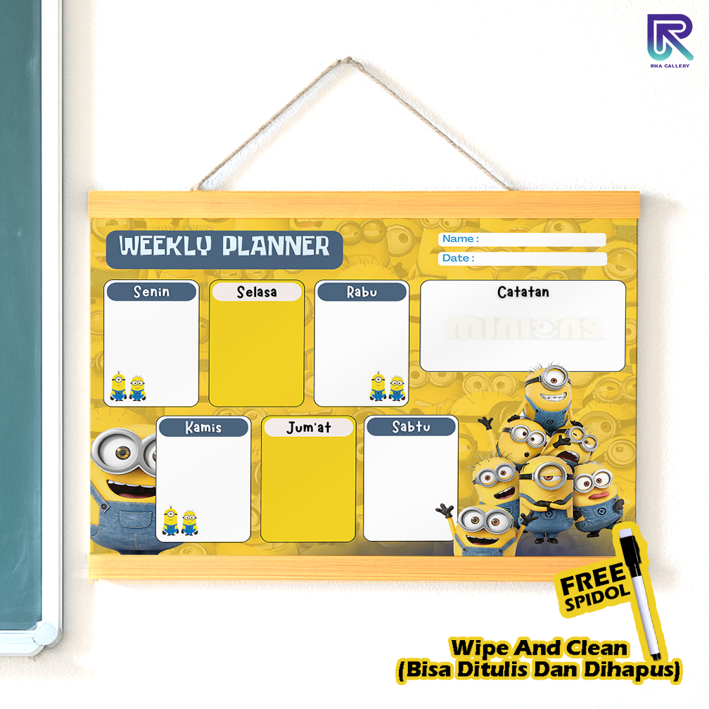 

RHA GALLERY Planner Daily / Weekly Anak Activity Cute Kelas Wipe And Clean List Jadwal Tulis 32x48 CM