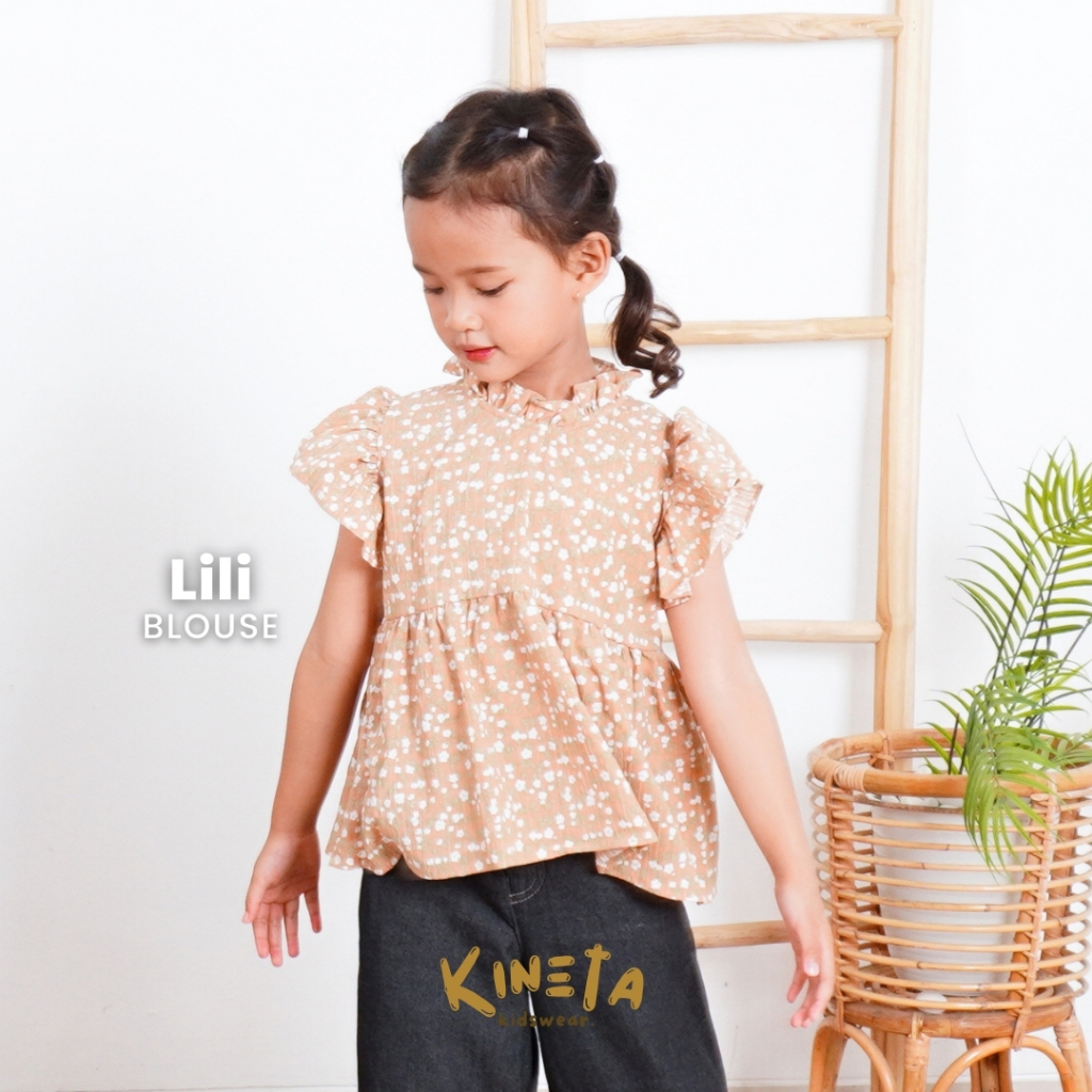 Kineta Kids - Lili Blouse / Blouse Anak Tangan Pendek / Atasan Anak Perempuan / Baju Anak Kekinian