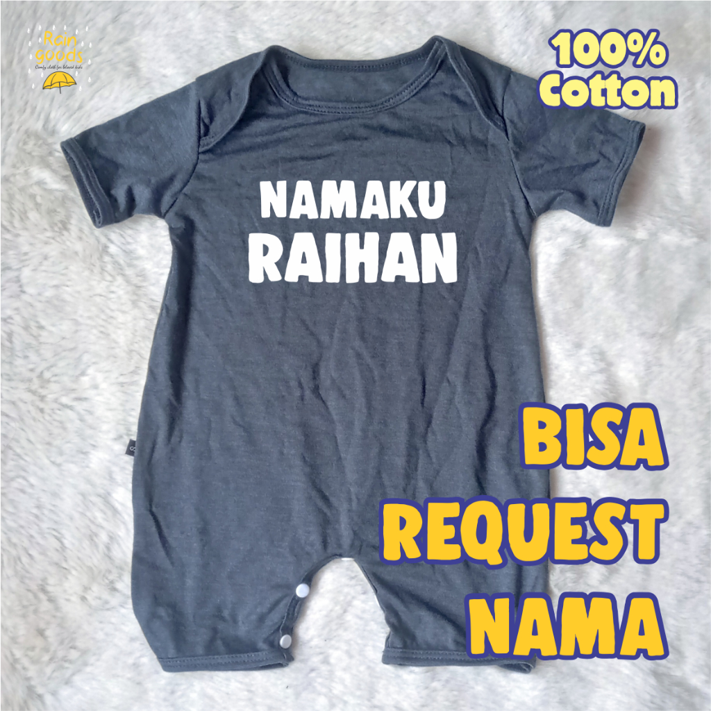 Baju Balita Custom Nama / Romper Custom Nama / Jumpsuit Request Nama / Jumpsuit Custom Nama / Romper