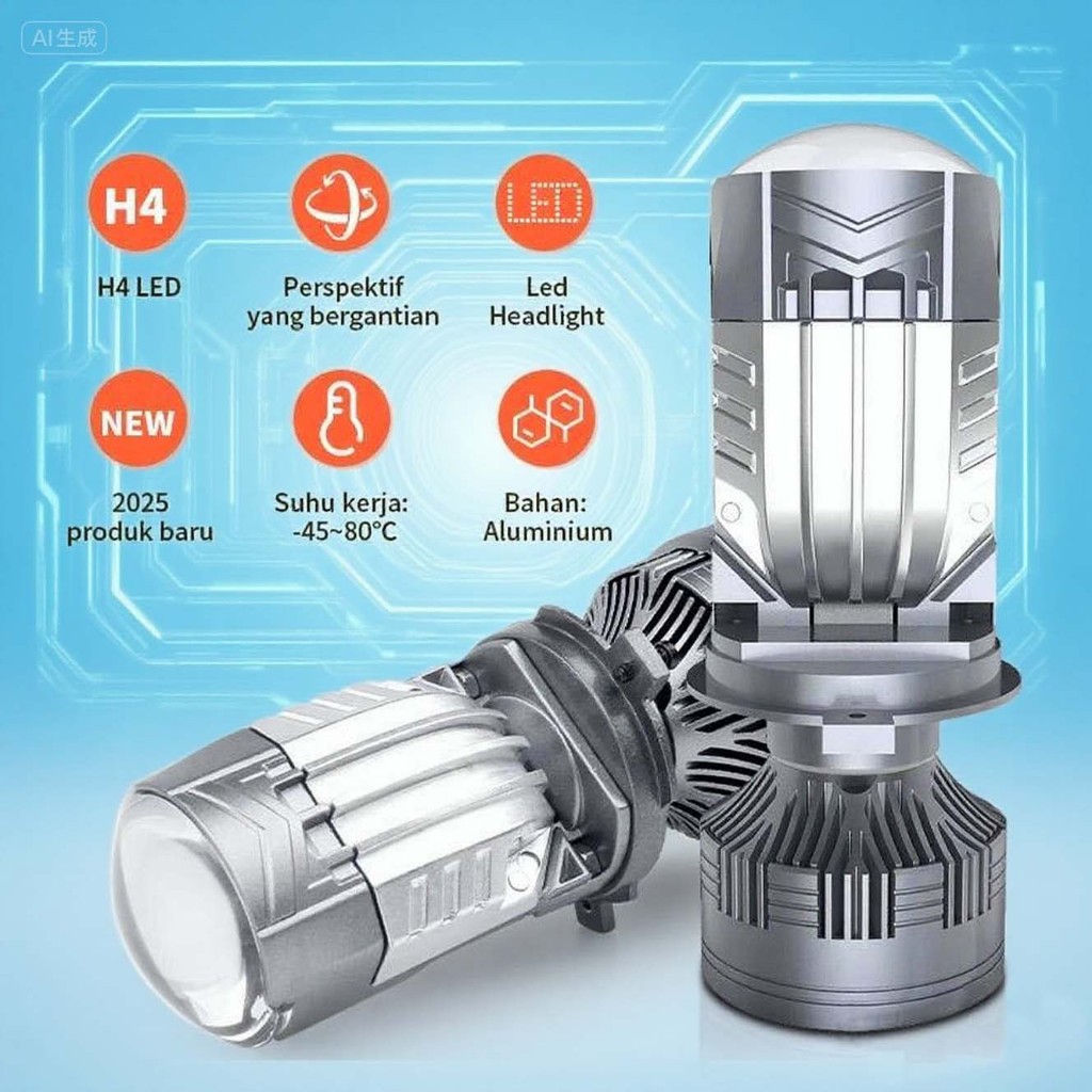 2025 MOIU Lampu depan mobil super terang H4 kipas led super terang lampu biled lampu led mobil