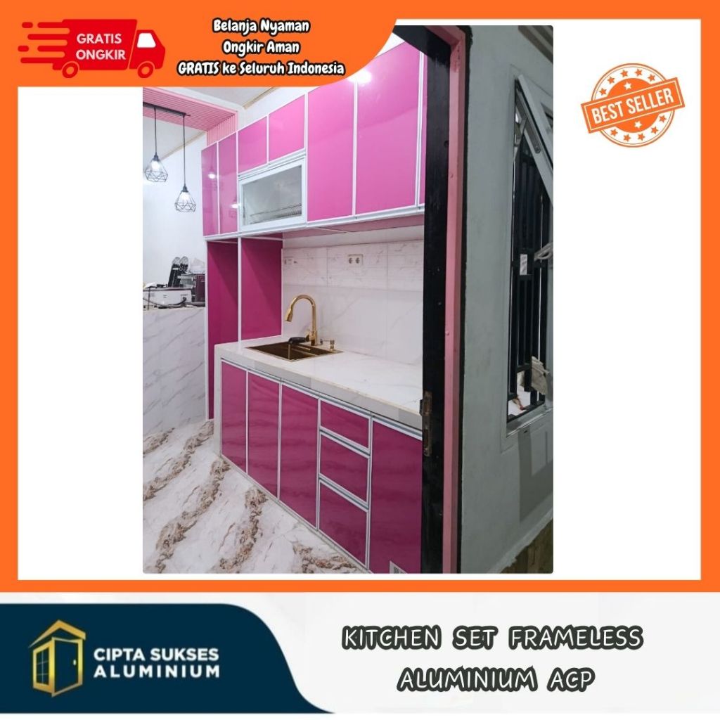 kitchen set frameless aluminium ACP terbaru csa bergaransi kitchenset dapur ACP aluminium modern min