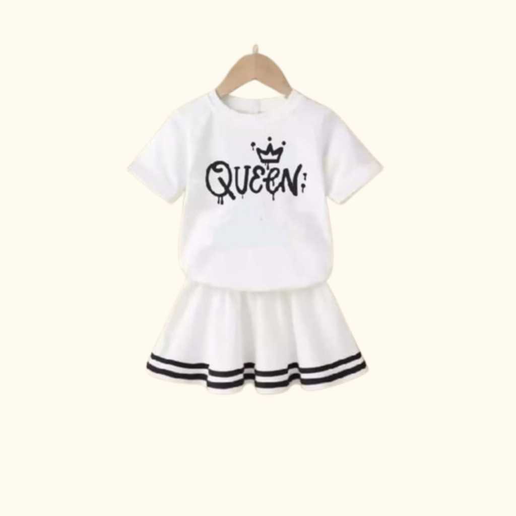 Setelan Baju Rok Anak Perempuan Queen / Setelan Baju Rok Anak Perempuan Katun