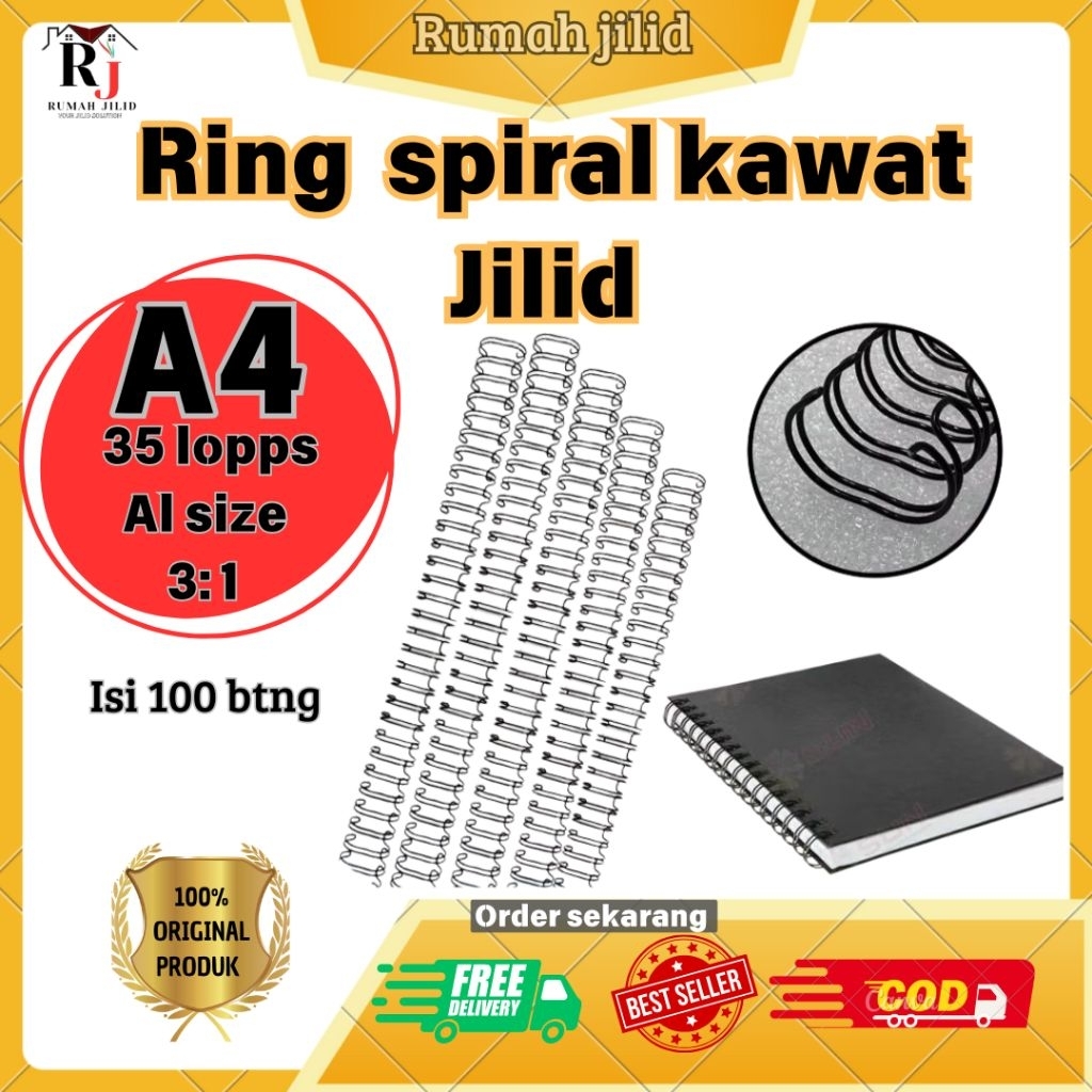 

ring spiral spiral kawat jilid al size Isi 100 batang