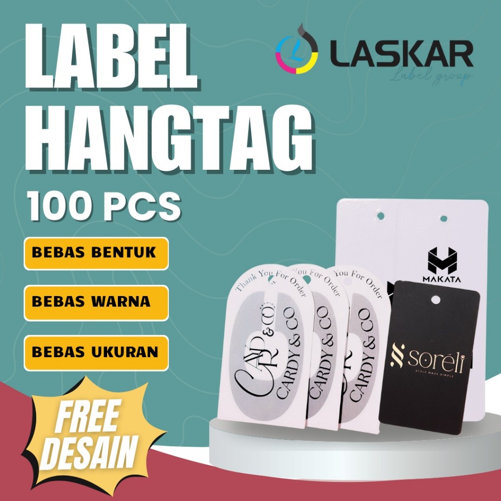 

100 pcs hang tag aesthetic custom hangtag baju label ucapan hampers lebel nama sendiri