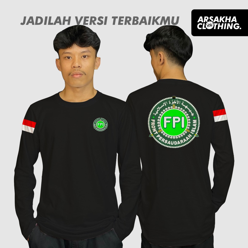 Kaos Lengan Panjang FPI Front Persaudaraan Islam Baru V2  Baju Distro Katun Combed 30s by Arsakha Cl