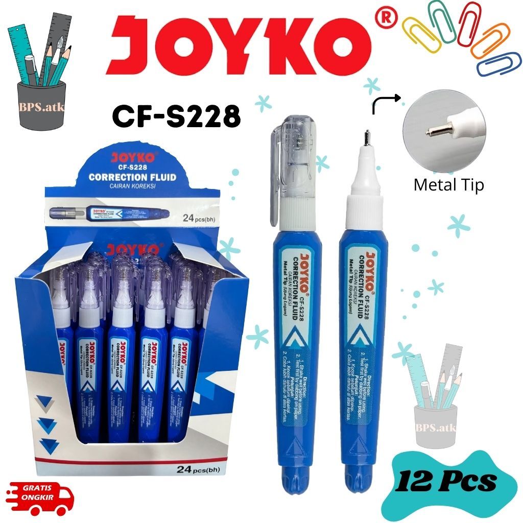 

(12 pcs) JOYKO Correction Fluid Cair / Tip x Cair CF-S228 Koreksi Penghapus Cair