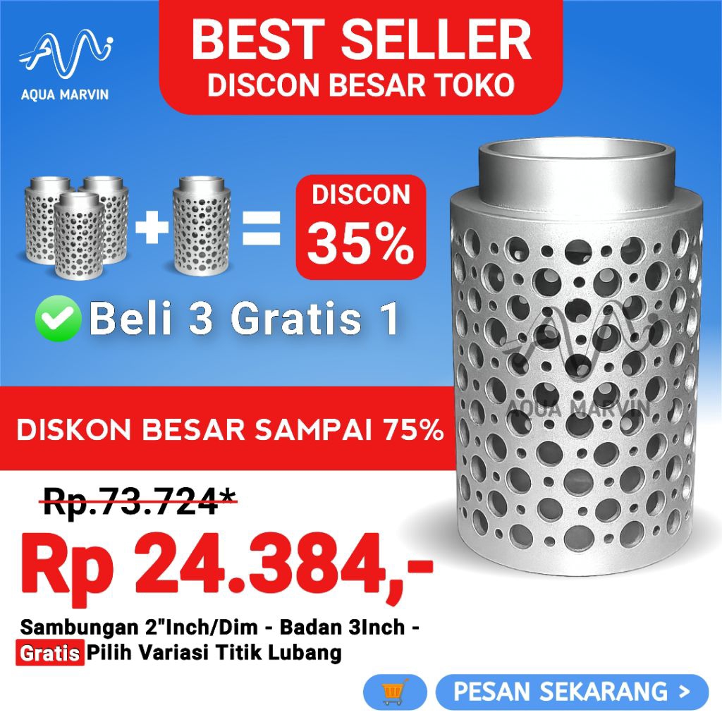(Best Seller) 2"Inch — Beli 3 Gratis 1| Saringan Filter Paralon Kolam Pipa Pvc 2Dim | Sosog Kolam Sa