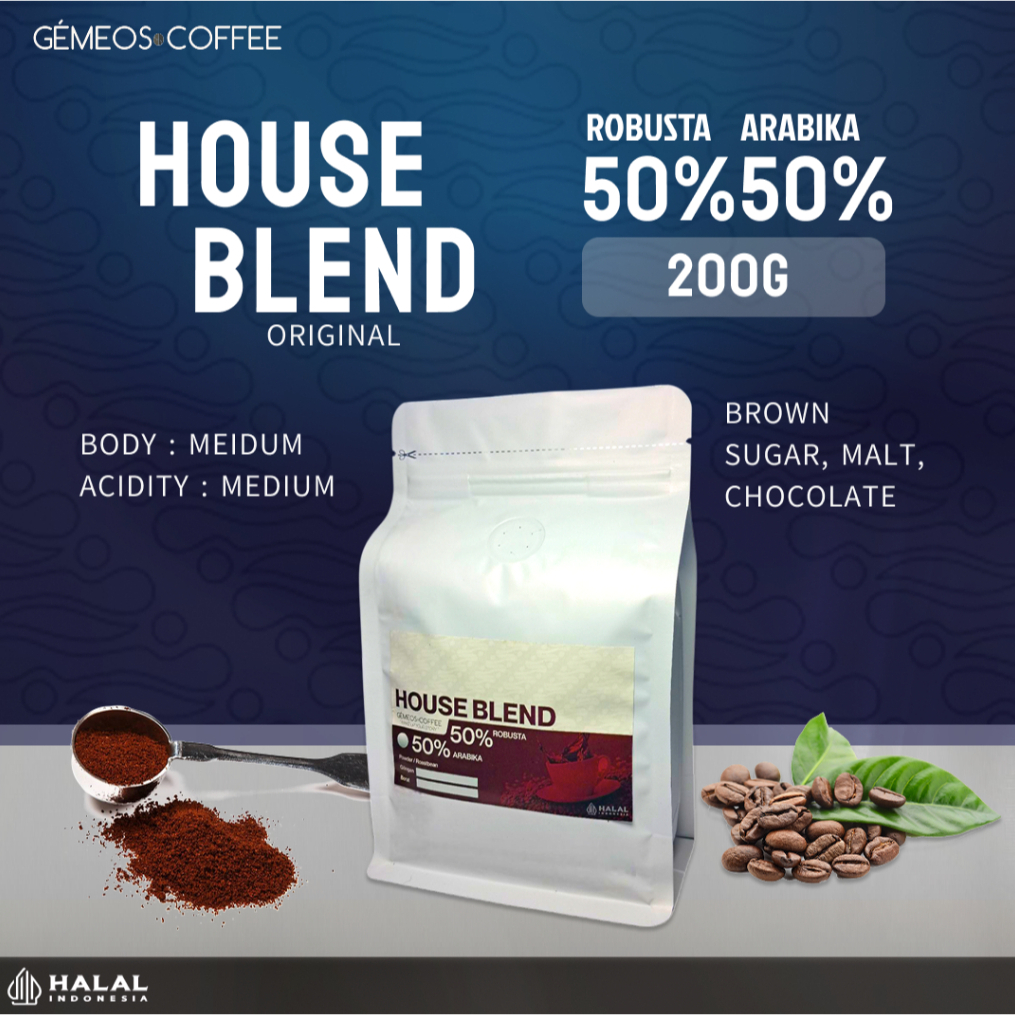 

House Blend Coffee 200g Original- Kopi Arabica Robusta Premium - Bubuk Murni 100%