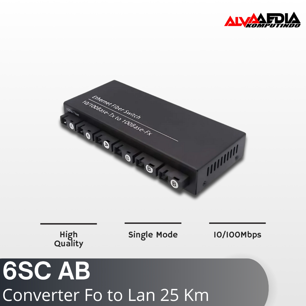 CONVERTER FO TO LAN 6SC AB TO 2 LAN SM 25KM - FO SWITCH 6SC 10/100