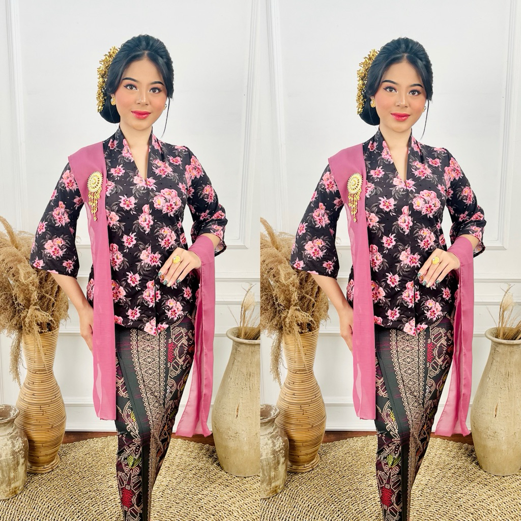 Setelan Kebaya Bunga Kaos Modern Kutubaru Strait