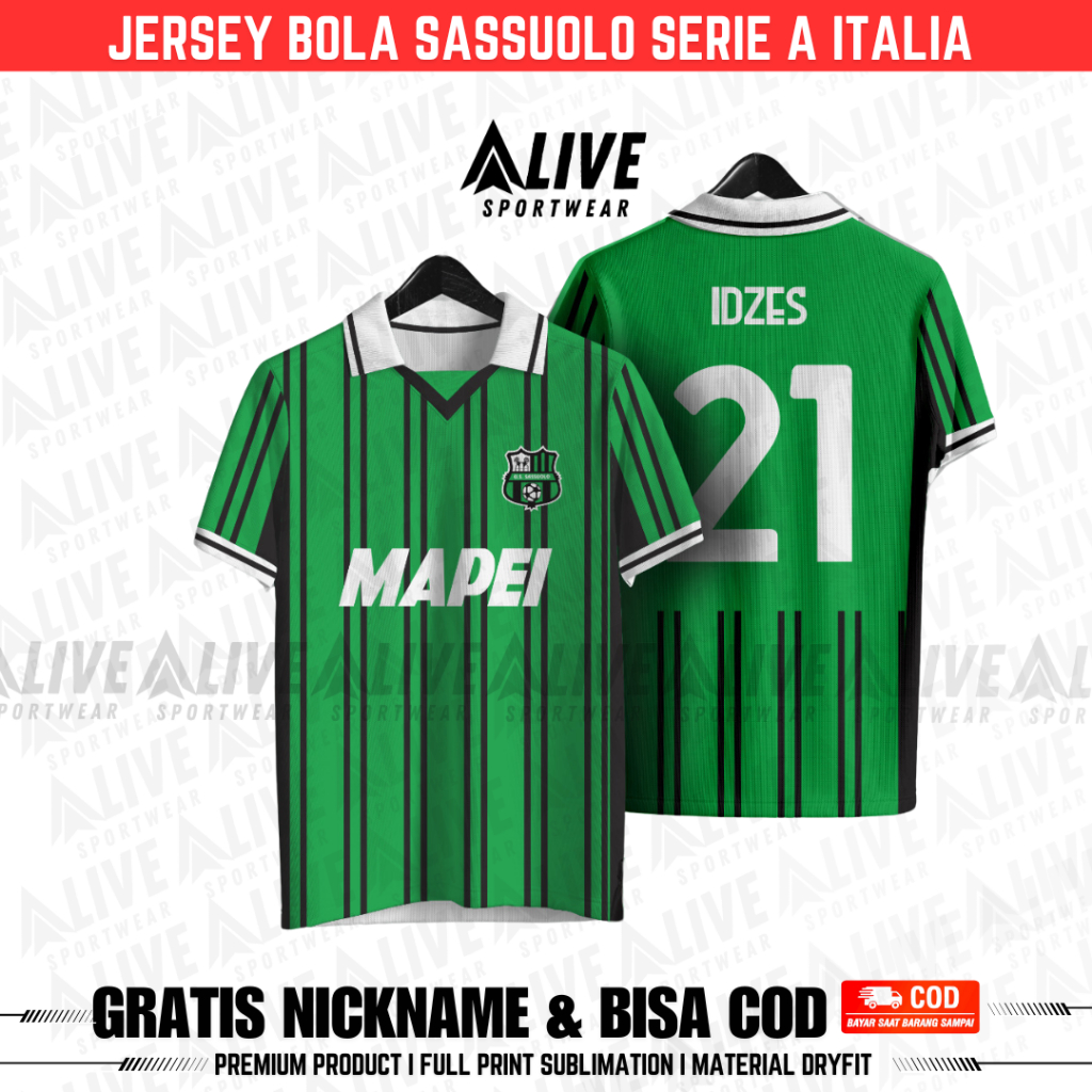 JERSEY BOLA SASSUOLO TERBARU/NEW 2025 JAY IDZES SERI A ITALIA GRTATIS PASANG NAMA DAN NO PUNGGUNG
