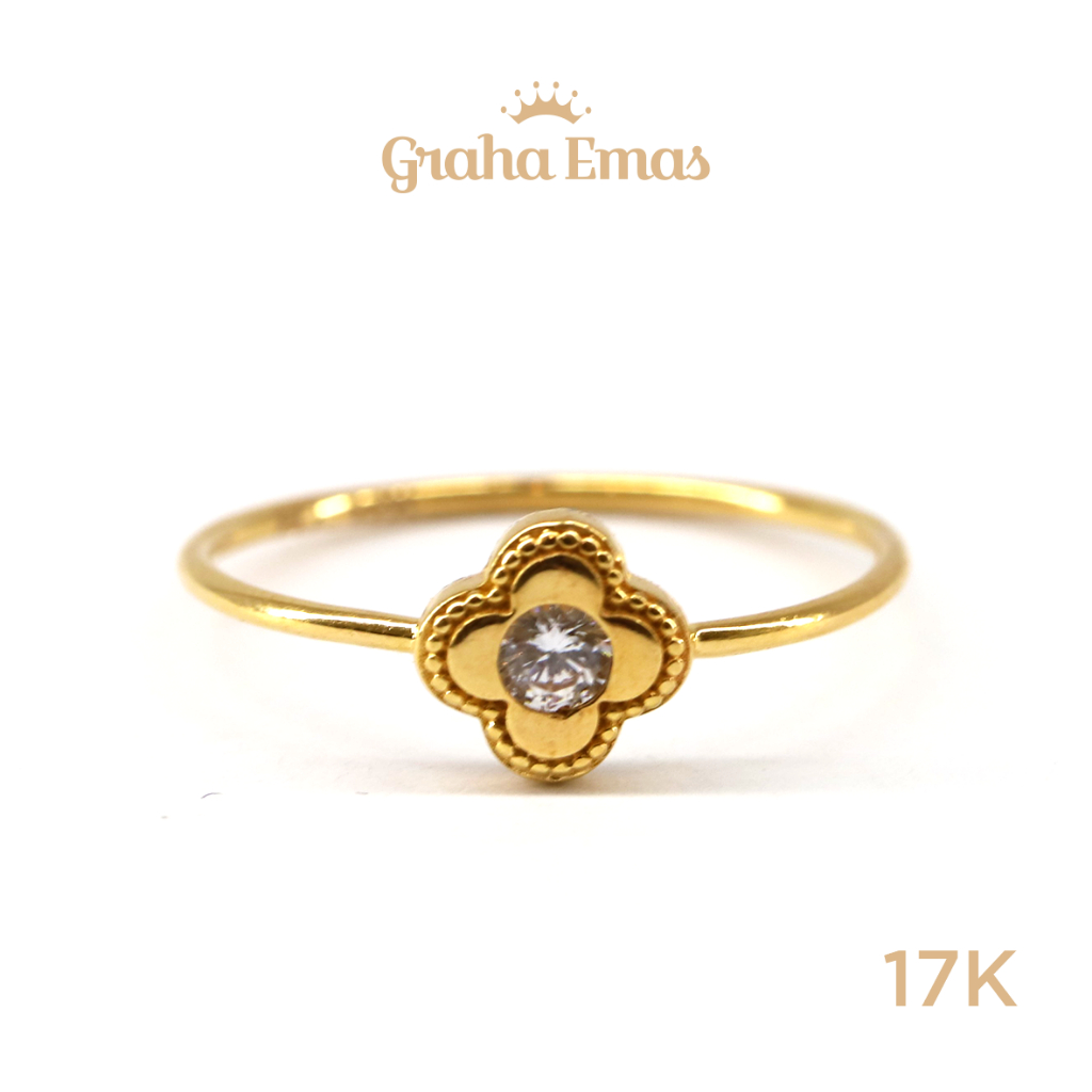 Graha Emas Cincin Emas Kuning Clover 17K - Yellow Gold Ring Clover Model 17ct [ 00K7 ]