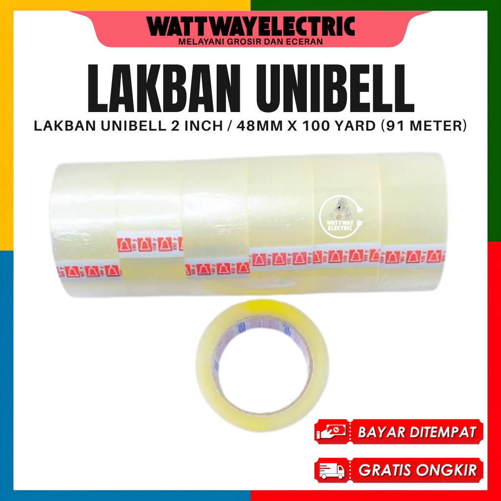 

Lakban Unibell 2 inch / 48mm x 100 yard (91 Meter) Bening