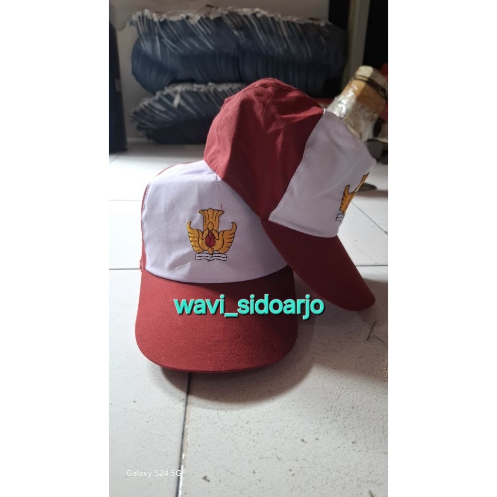 5 BIJI TOPI SEKOLAH SD MERAH PUTIH, TOPI SD PEREMPUAN LAKI - LAKI, TOPI SD BORDIR, TOPI SD POLOS