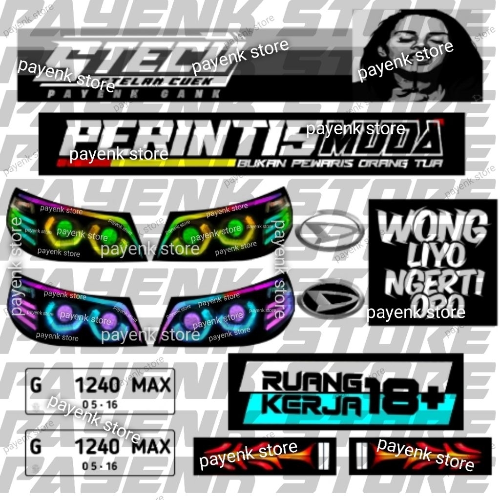 STIKER MINIATUR PICKUP GRANDMAX JSP (lampu biled)