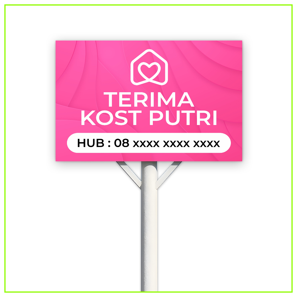 

Terima Kost / Guest House Pole Sign Papan Nama Jalan + Tiang Besi Fullset