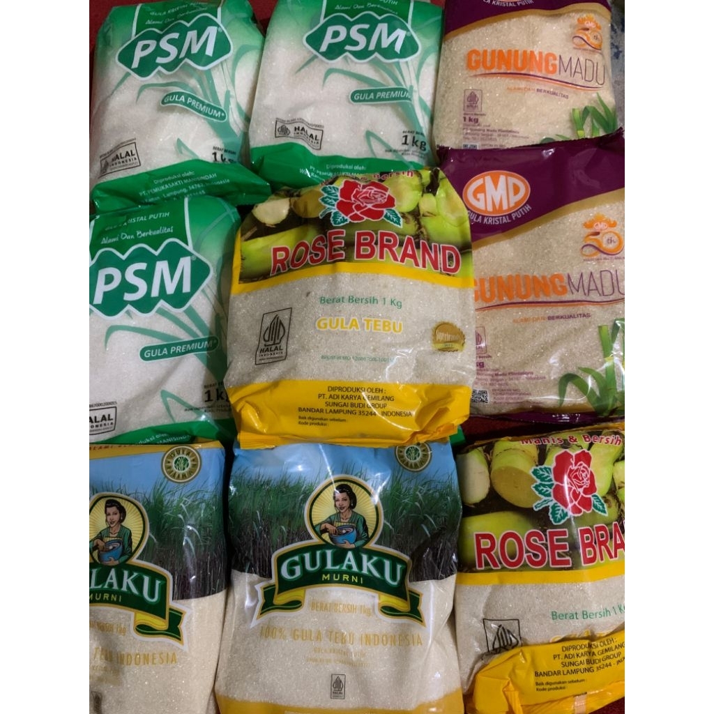 

Gula pasir berbagai merk kemasan 1kg
