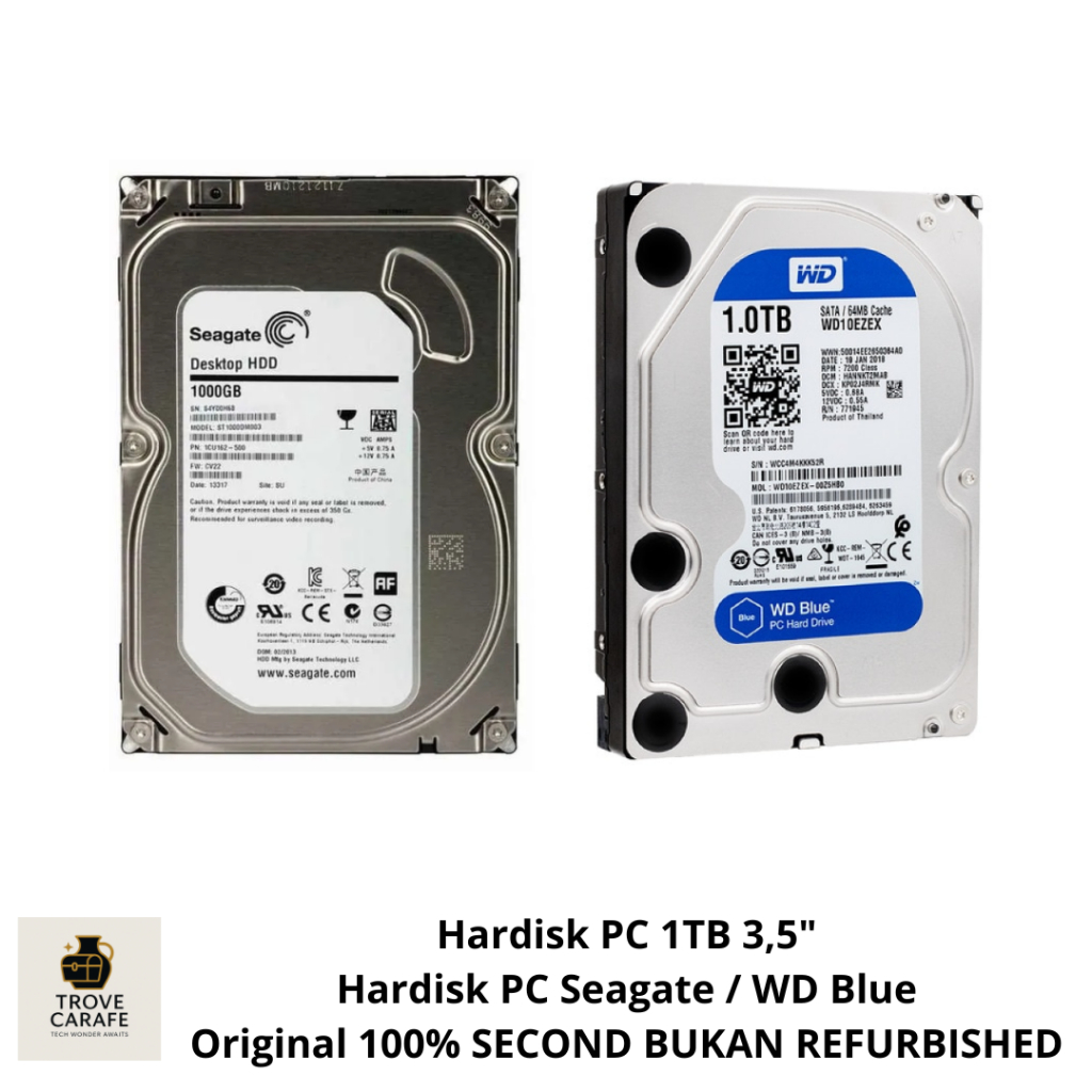Hardisk PC 1TB 3,5" - Hardisk PC Seagate / WD Blue - Original 100% SECOND BUKAN REFURBISHED