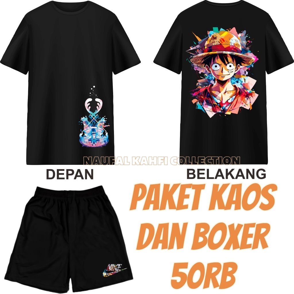 Paket Kaos Katun Combed 24's dan Boxer Onepiece Dewasa [50rb]