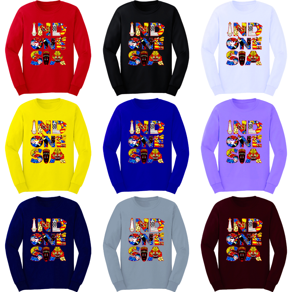 Kaos  tulisan Indonesia lengan panjang / kaos Indonesia merdeka