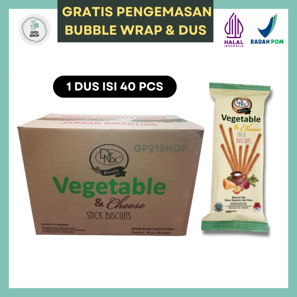 

Denex Vegetable and Cheese Sticks 1 Dus (40 pcs x 50gr) - Snack Cemilan Murah