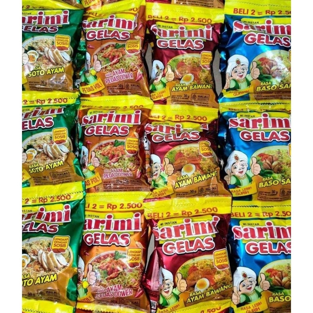 

Sarimi gelas 1 renceng isi 10 picis