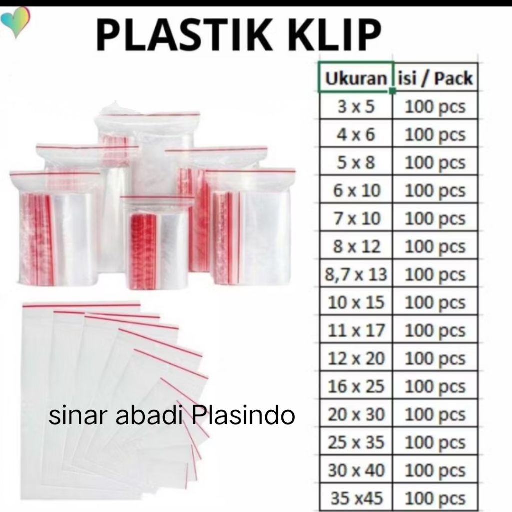 

PLASTIK ZIP LOCK 35X45 - PLASTIK KLIP ZIP LOCK CLIP 35 X 45 100 PCS