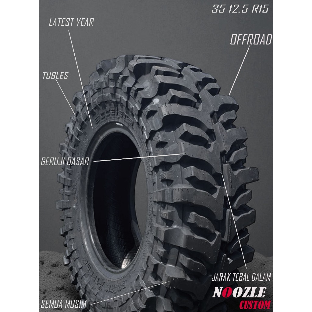 Ban Ofroad R15 Ukuran Ban 35 Badak Xtrime Ring 15 Lebar 12,5 Ban Luar Tubles Kasar