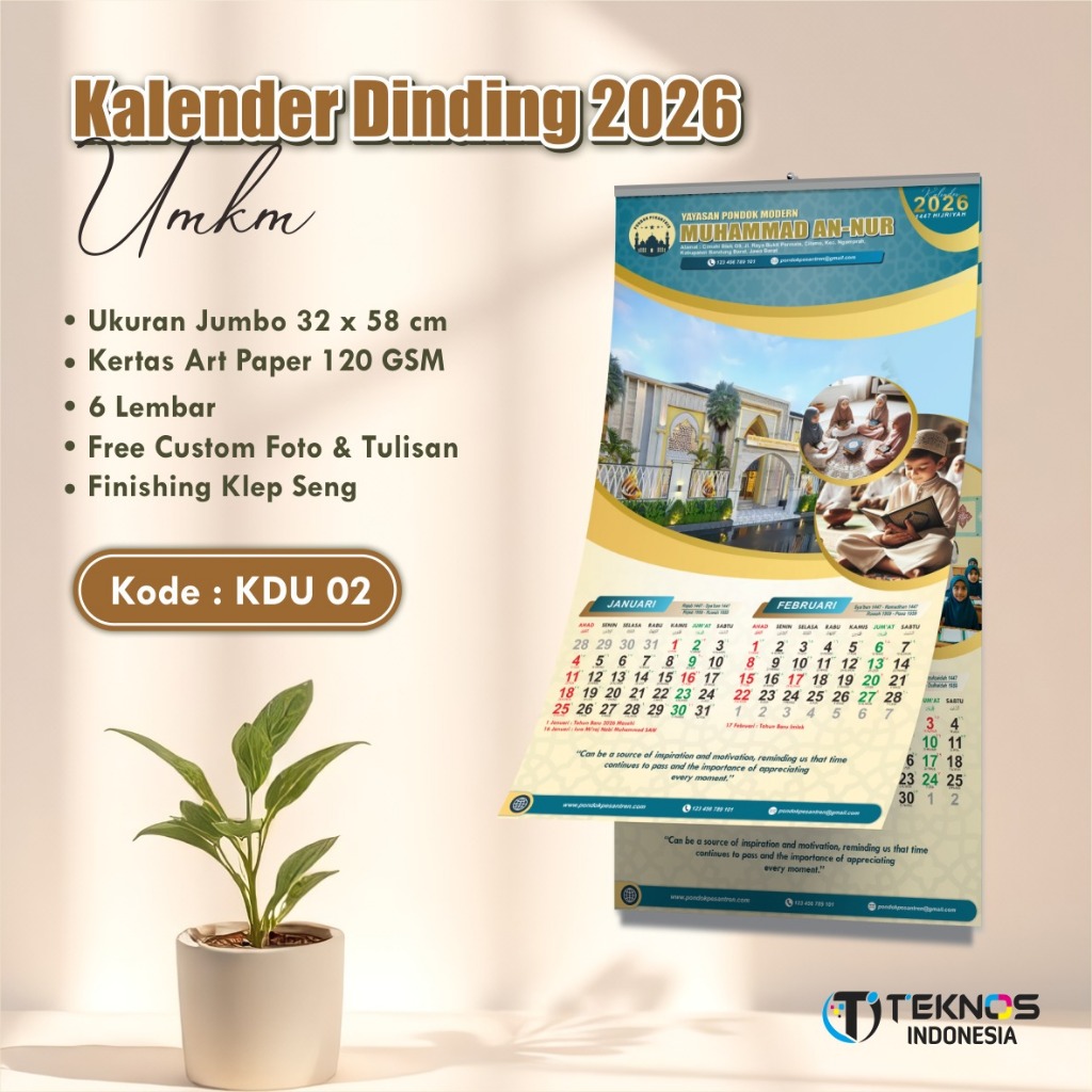 

Kalender Jumbo Free Foto 3 Varian - Cetak Kalender Dinding Custom 2026 Murah - KDU